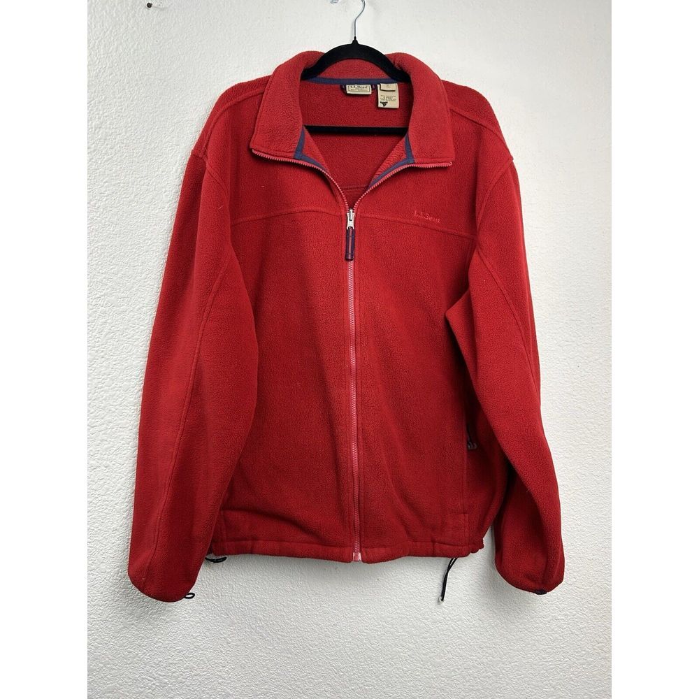 L.L. Bean Men's Red Full Zip Fleece Jacket Sweater 0 YW87 Size XL Tall Gorpcore